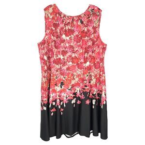 Gabby Skye Plus Size 20W Dress Sleevelessโ A Line Floral Roses Pink Black 1658